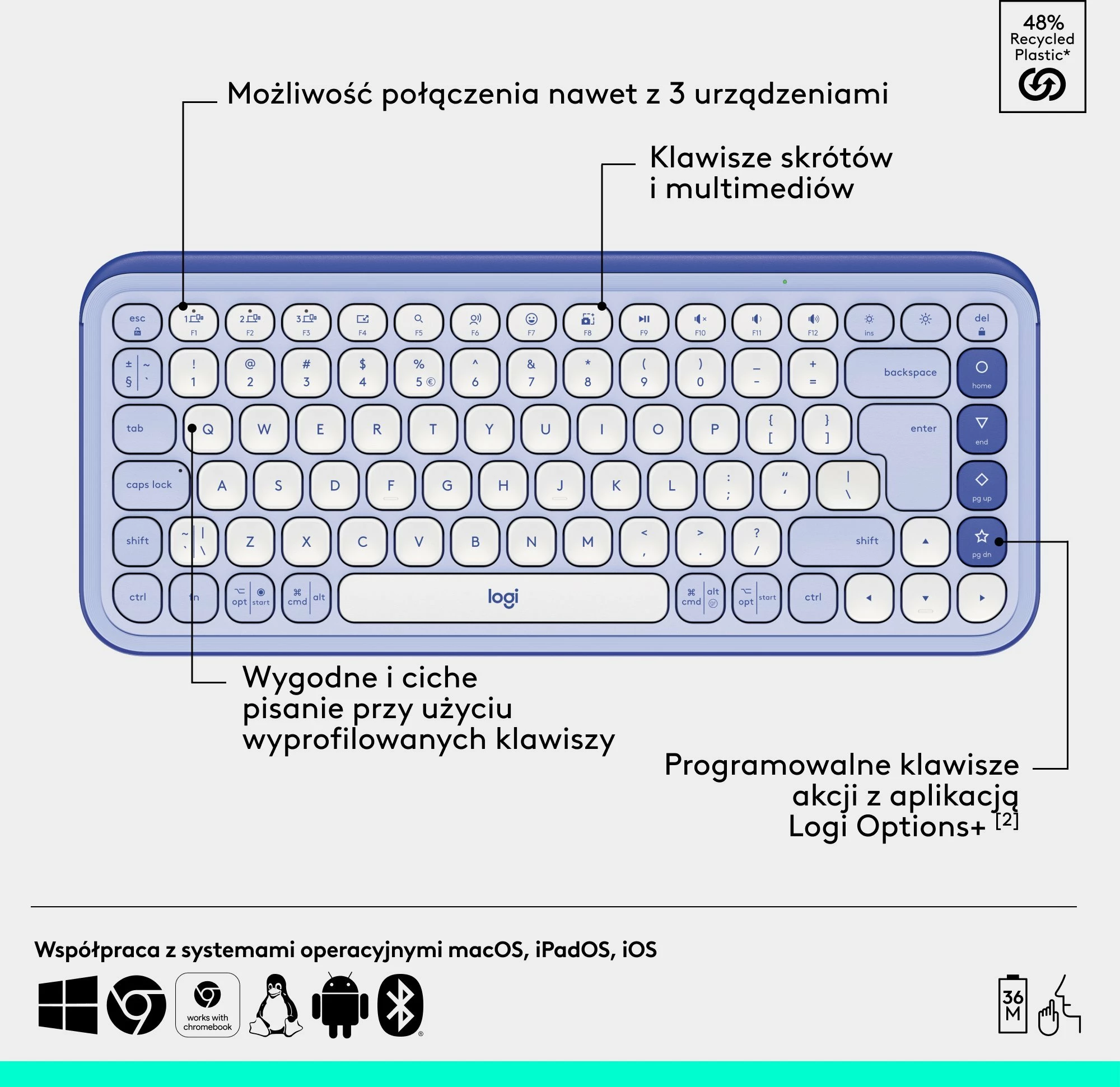 Set tastierë + Maus Logitech POP Icon Combo 920-013078, Bluetooth, US INTL, pa numpad, vjollcë
