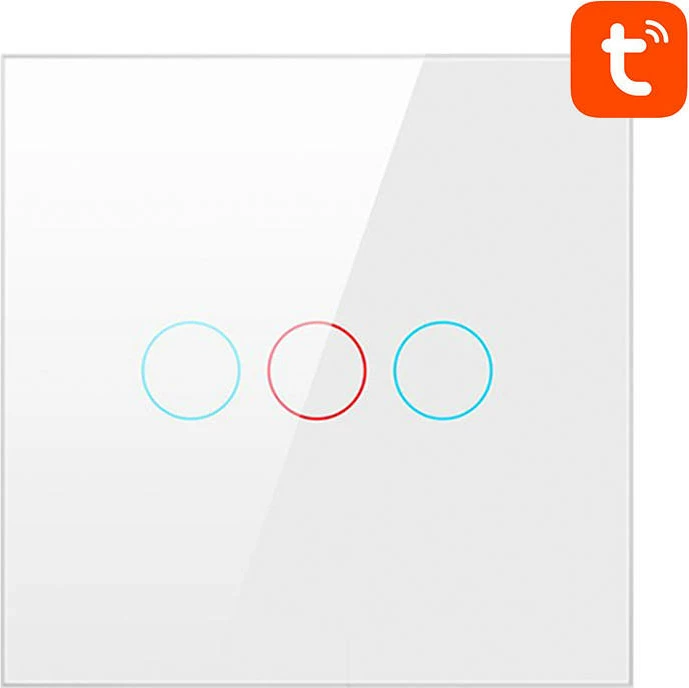 Kasë ndriçimi inteligjente Avatto LZTS02-EU-W3, 3 butona, ZigBee, pa tel neutral, e bardhë