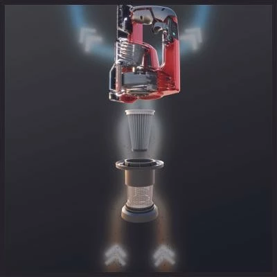 Fshesë me korrent 2-në-1 Einhell TE-SV 18 Li-Solo, pa qese, me bateri, e zezë/e kuqe