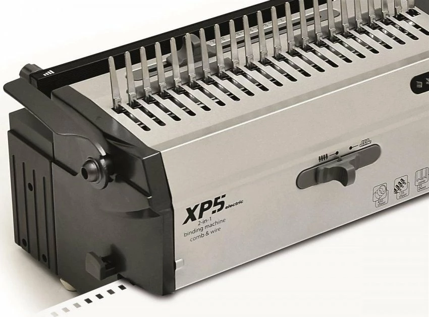 Makinë lidhëse elektrike dokumentesh Argo XP5 Electric (401142), A4, comb (plastikë) dhe spirale tel, deri 450 fletë, argjendtë