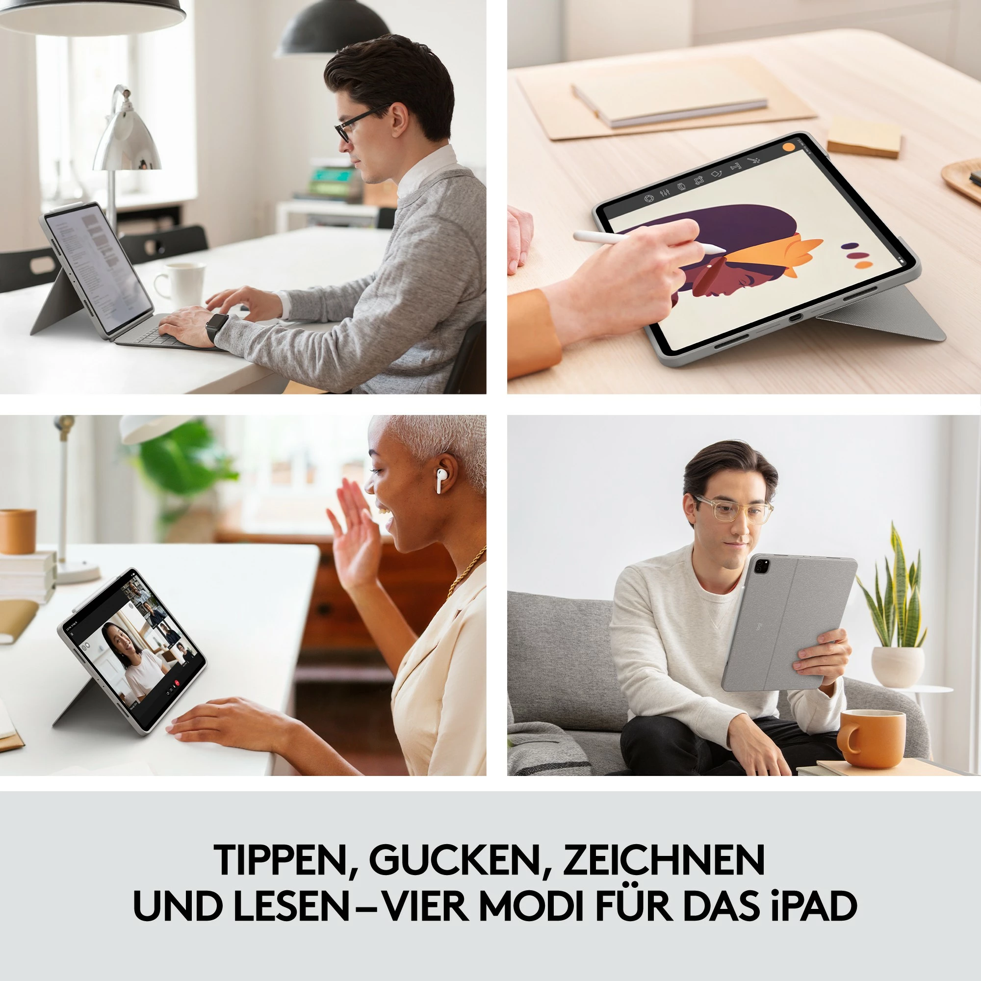 Tastierë me trackpad Logitech Combo Touch, QWERTY UK International, për iPad Pro 12.9, sand