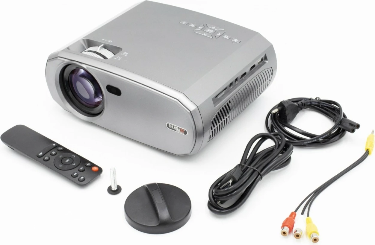 Projektor Technaxx TX-177 Full HD 1080p me altoparlant 3W, HDMI/USB/VGA/SD/aux, Gri