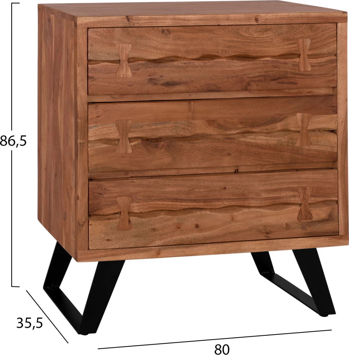 Sirtar Fansi 3 Sirtarë FH8474 nga druri akacie masiv 80Χ35Χ85