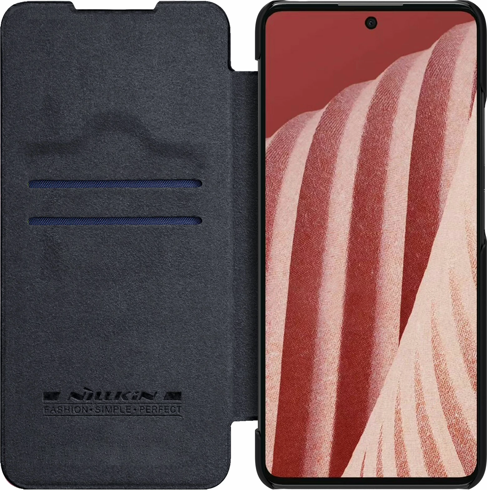 Mbështjellës Nillkin Qin për Samsung Galaxy A73, lëkurë ekologjike, i zi