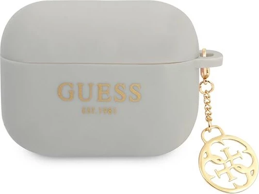 Mbështjellës Guess për AirPods Pro, Charm 4G, silikon, gri