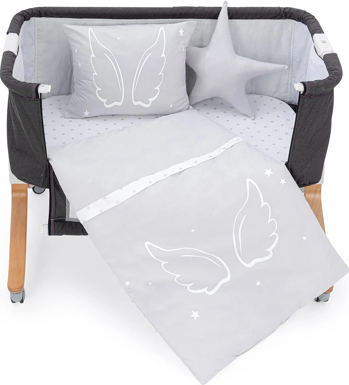 Set gjumi për bebe, krahë engjëlli, ngjyrë gri, 5 pjesë