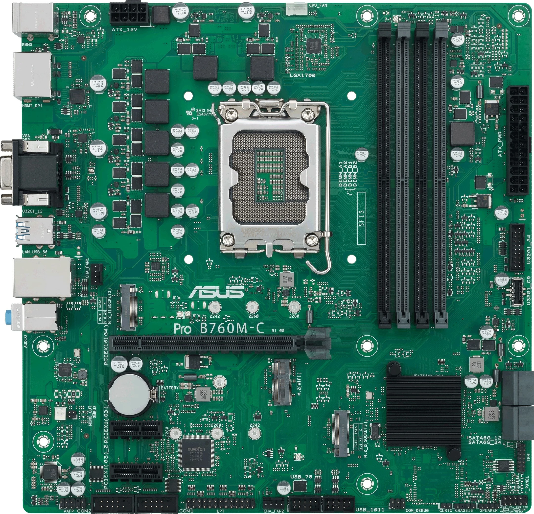 Pllakë amë ASUS PRO B760M-C-CSM, Intel, LGA 1700, DDR5-SDRAM, 128 GB