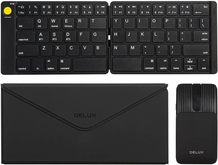 Set tastierë wireless e palosshme Delux KF10 dhe maus MF10PR, e zezë