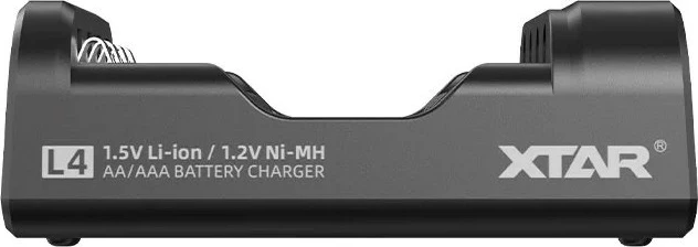 Karikues baterish XTAR L4, 4 vende, për AA/AAA, Li-Ion/NiMH, i zi