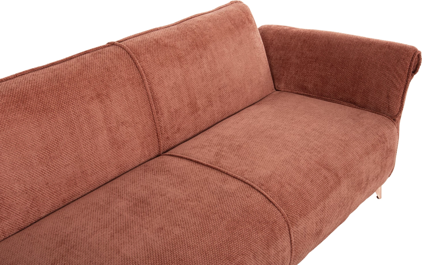 Divan qoshe i kthyeshëm MAILO FH6071.04, pëlhurë portokalli, këmbë metalike, 300x150x80H cm