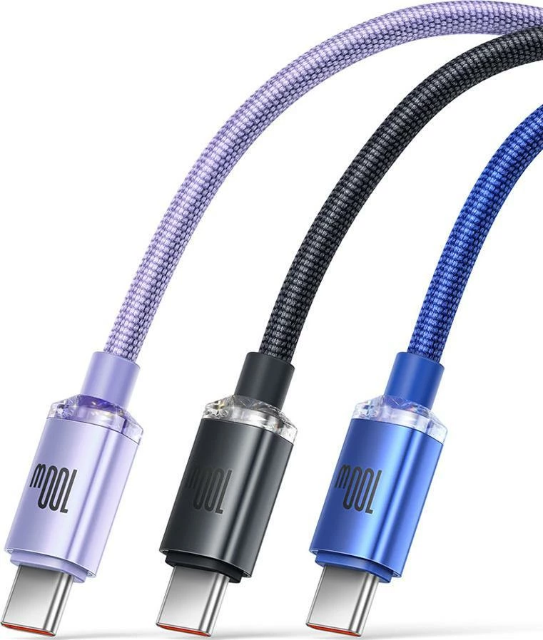 Kabllo USB-A në USB-C Baseus Crystal Shine CAJY000505 2 m 100 W, vjollcë