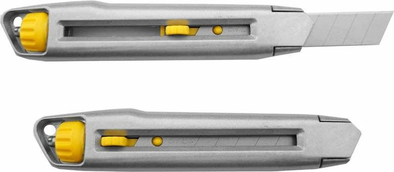 Thikë me teh të thyeshëm Stanley Interlock 0-10-018, 18mm, 165mm, gri/zezë me të verdhë