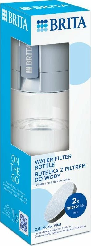 Shishe filtruese uji Brita Vital 600 ml, pastel blu, set me 2 MicroDisc filtra
