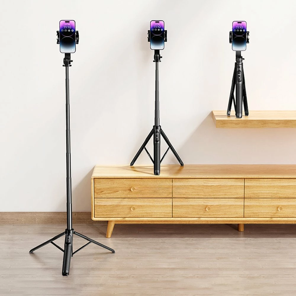 Selfie stick Ugreen LP586 me stativ dhe telekomandë Bluetooth, 1.5m, e zezë