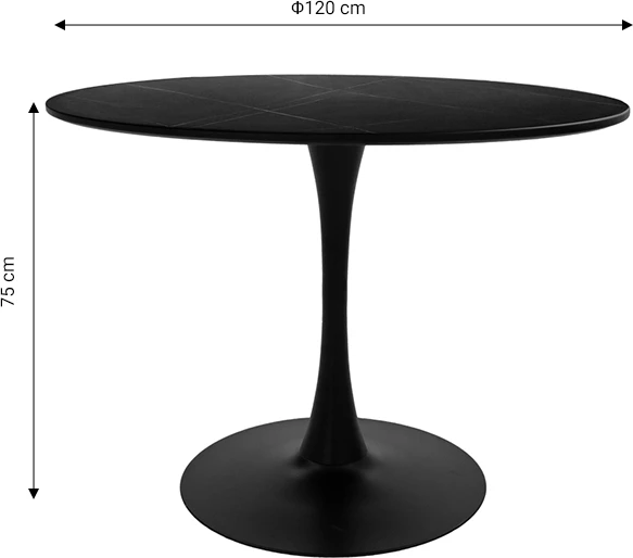 Tavolinë ngrënie Balou I MDF mermer i zi D120x75cm