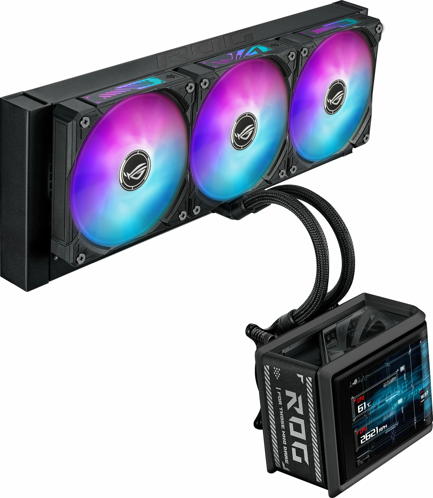 Ftohës me ujë CPU Asus ROG Ryuo IV SLC 360 ARGB 360mm (90RC0151-B0EAY0), me 3 ventilatorë 120mm