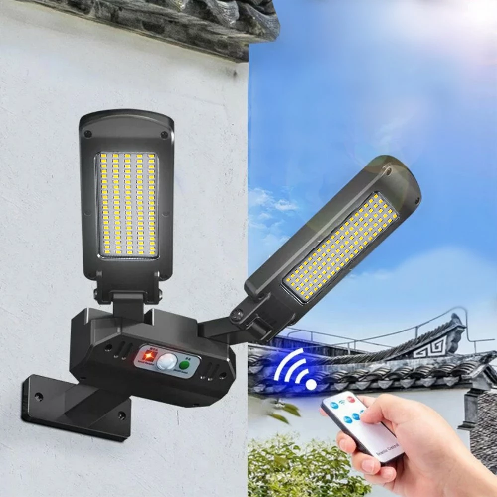 Lampë rruge solare LED Maclean MCE447 me sensor lëvizjeje dhe telekomandë, IP54, 2x450lm, 6500K
