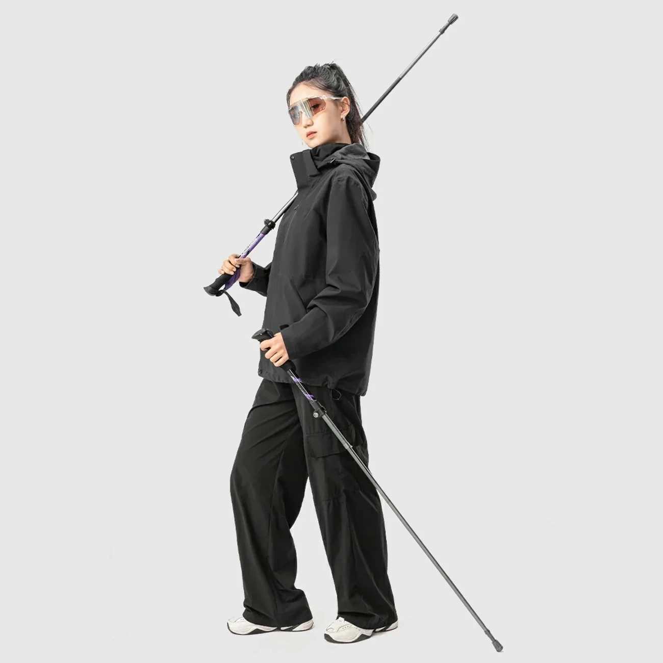 Shkopinj trekking Qunature 60000602, alumini 7075, 110-130 cm, vjollcë, set prej 2 copë