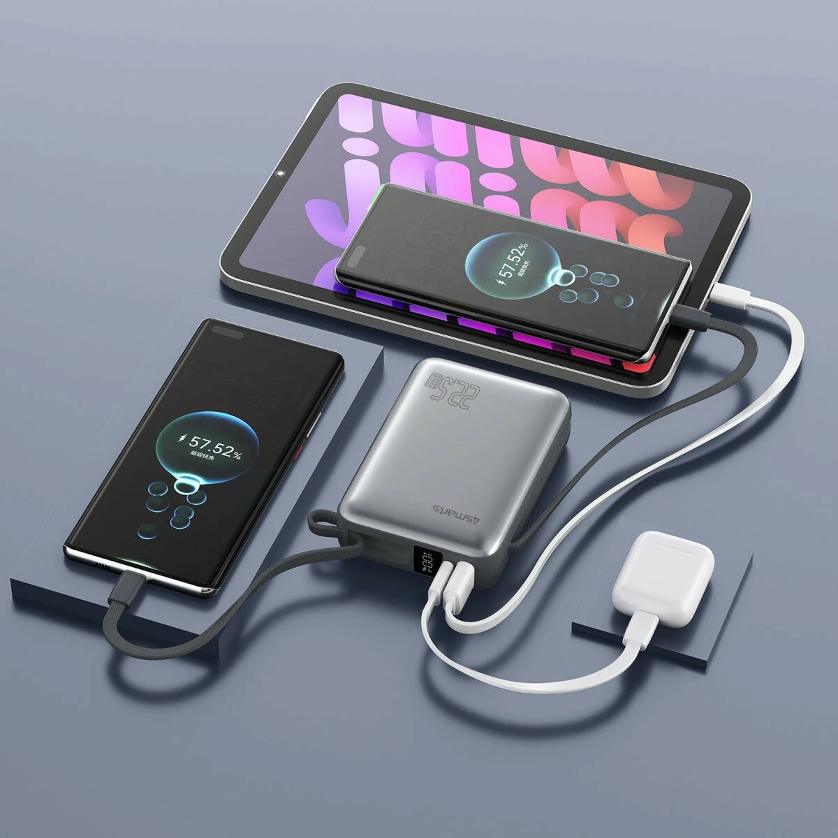 Powerbank 4smarts Powerbank Pocket Dual Cord 20000mAh 22.5W spacegrau