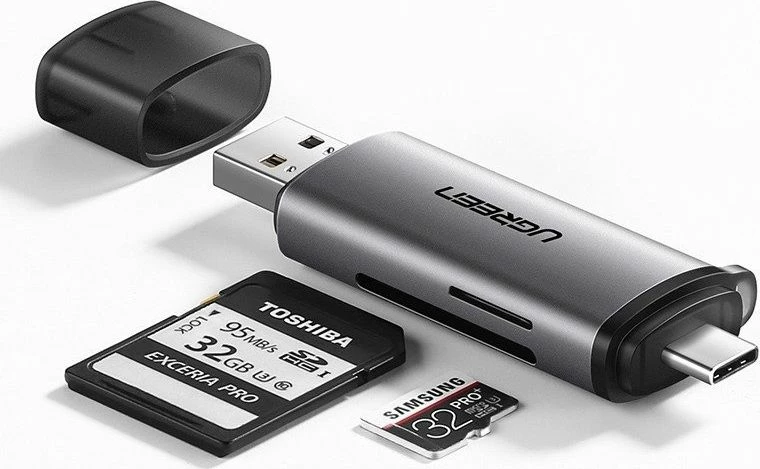 Lexues kartelash Ugreen CM185 USB-A/USB-C USB 3.0 5Gbps 512GB gri