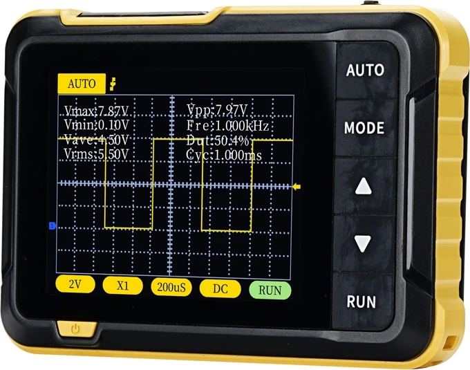 Osciloskop portabël mini, FNIRSI, DSO152, 2.5MS/s, brez 200kHz, ±400V, ekran 2.8", bateri 1000mAh, USB-C, me probë dhe kabllo