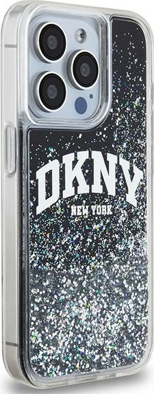 Mbështjellës DKNY Liquid Glitter Big Logo për iPhone 13 Pro / 13, i zi