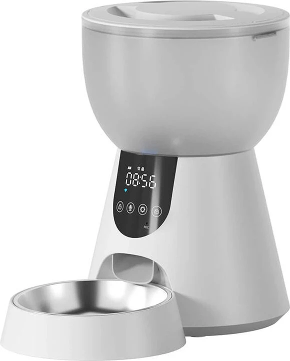 Set ushqyes automatik me LED dhe pijezë PetWant FW2-L, 4L ushqim, 3L ujë, për mace dhe qen të vegjël, Bardhë