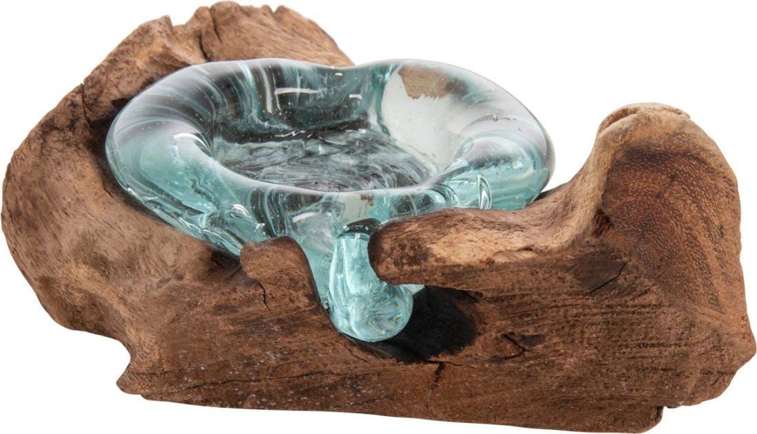 Dekor tavoline FH4283 bazë qiriri-1 vend-druri TEAK dhe qelq-natyral