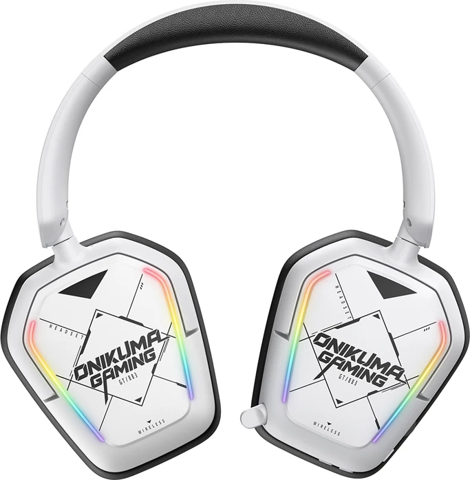 Kufje me mikrofon gaming, ONIKUMA GT883, Bluetooth wireless + dongle USB, LED RGB, on-ear, të bardha