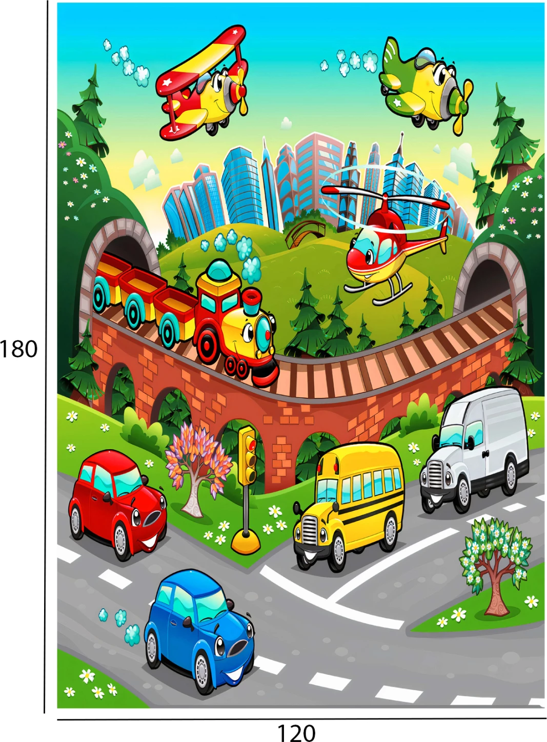 Qilim për fëmijë me mjete transporti, FH7679.13, 120x180cm