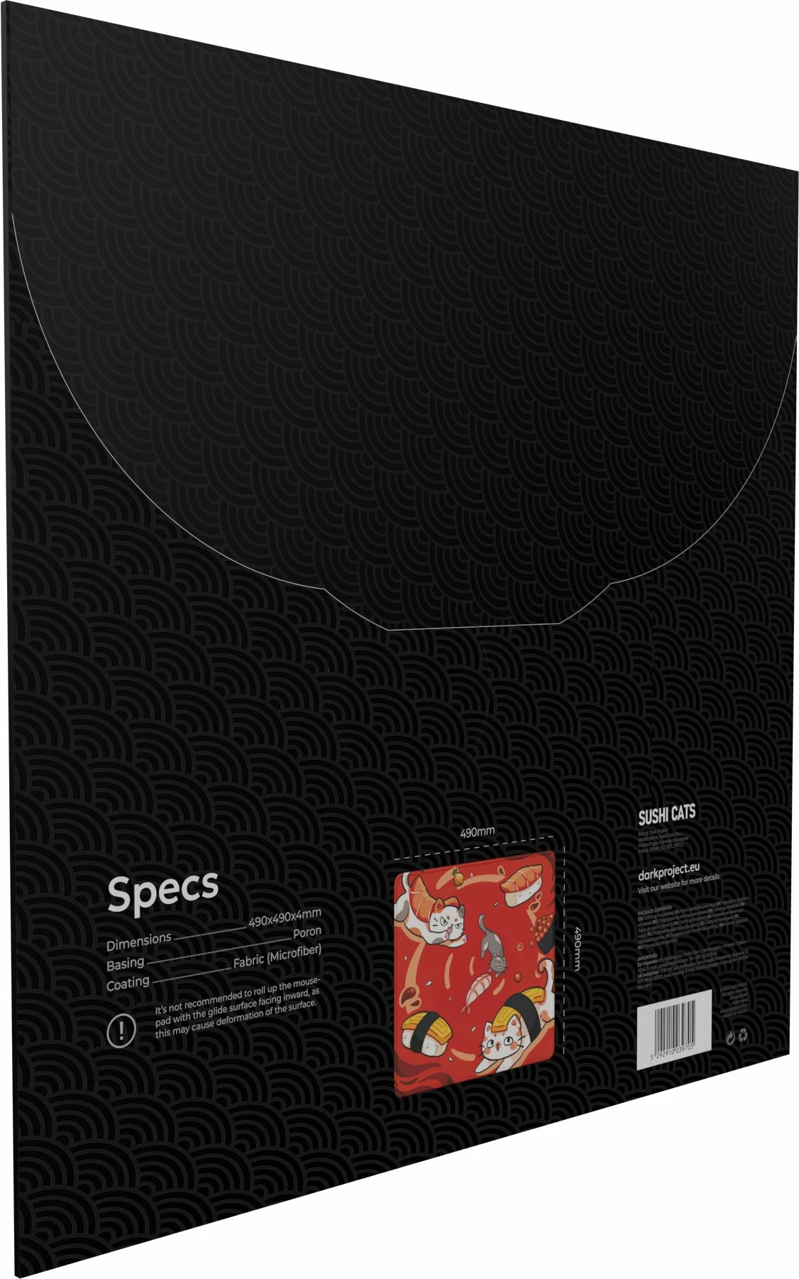 Mauspad Dark Project Sushi Cats Pro L 490x490mm 4mm kuqe/portokalli