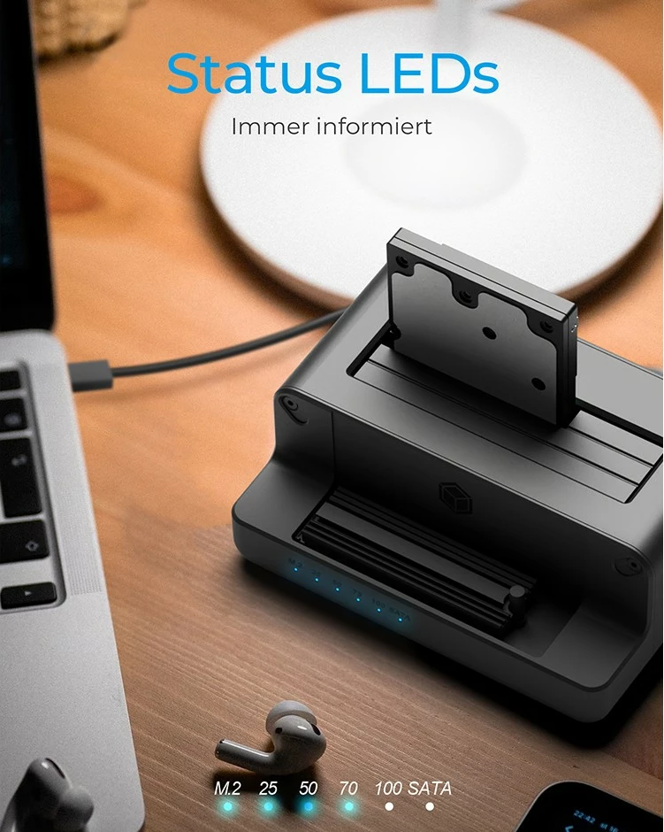 Kasë e jashtme ICY BOX IB-2914MSCL-C31, për HDD/SSD 2.5/3.5/M.2, USB 3.2 Gen 2, e zezë