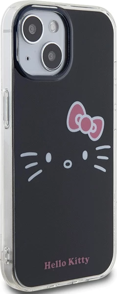 Mbështjellës Hello Kitty IML Kitty Face për iPhone 15, i zi