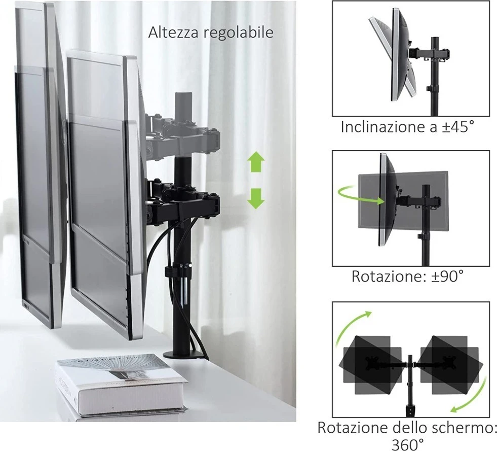 Mbajtëse tavoline për 2 monitorë Techly 13-27", me kllampë ICA-LCD 482-D, e zezë
