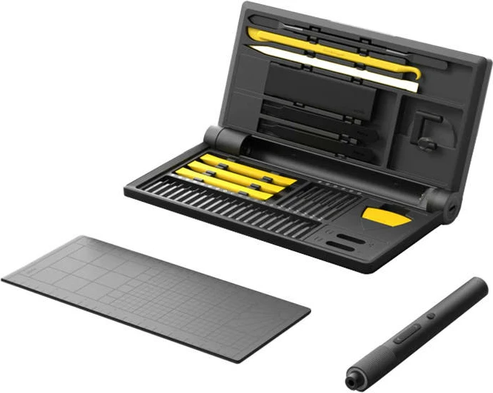 Set kaçavidë precize elektrike HOTO QWLSD012 me aksesorë për elektronikë, e zezë/verdhe