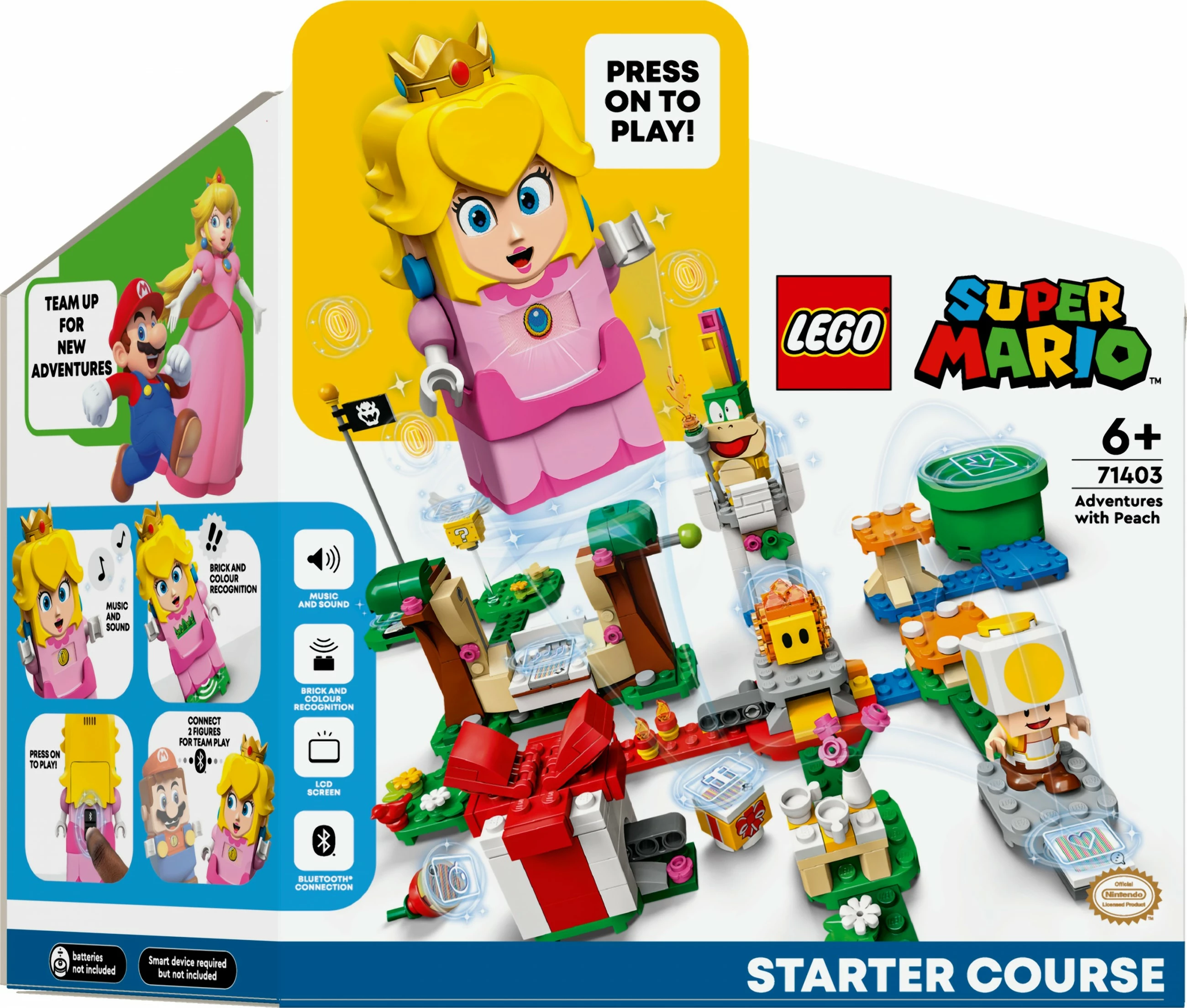 Set ndërtimi LEGO Super Mario 71403, Aventurat me Peach, figurë interaktive, shumëngjyrëshe