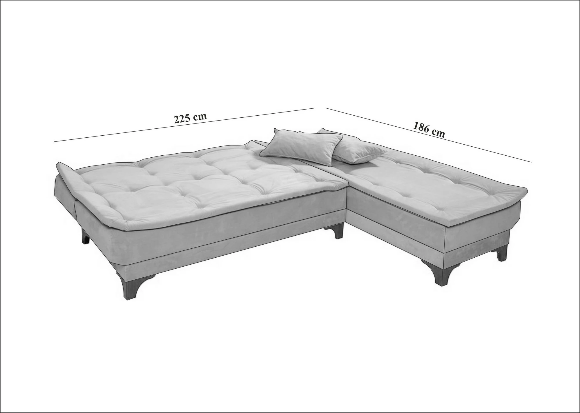 Kënd-sofë krevati Atelier del Sofa, kënd i djathtë, ngjyrë deti e gjelbër