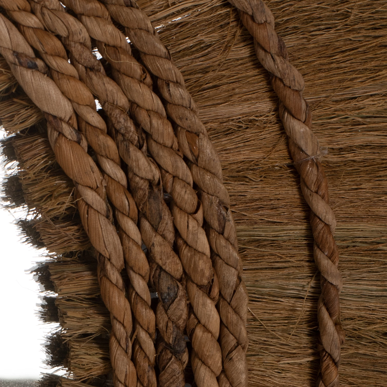 Pasqyrë e rrumbullakët me kornizë nga lëvorja e bananes, ngjyrë natyrale, 100x4x100 cm, FH7735