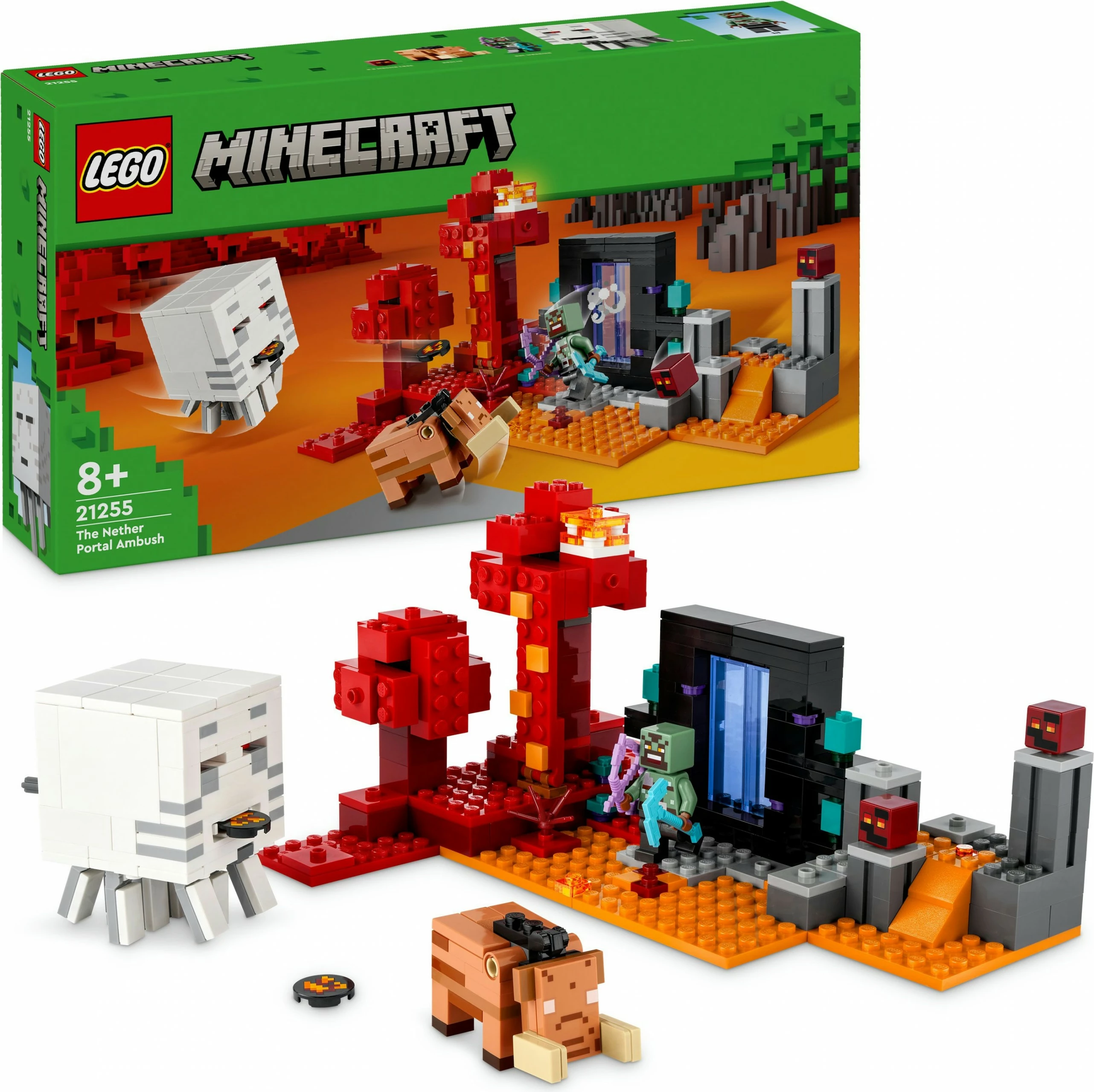 Set ndërtimi LEGO Minecraft 21255 Hinterhalt am Netherportal, shumëngjyrësh