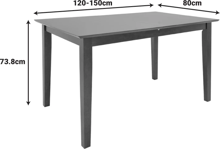Tavolinë ngrënieje e zgjatshme Mabor, ngjyrë arre, 120-150x80x73.8cm