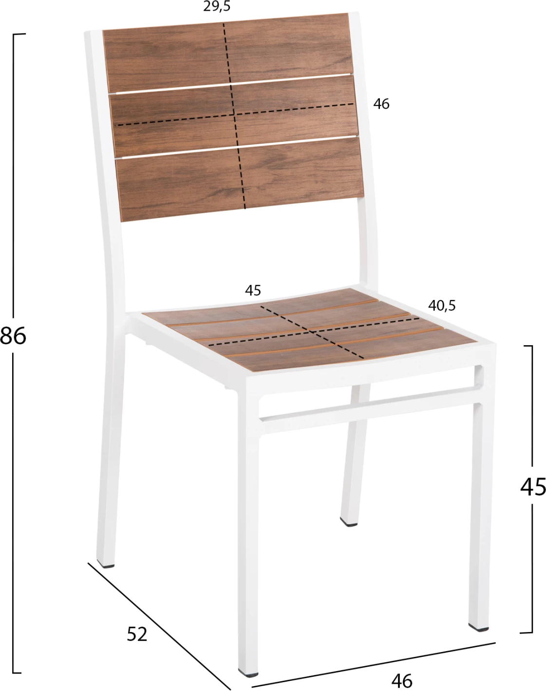 Karrige alumini SAGA FH6063.01 e bardhë me polywood 46x52x86Hcm
