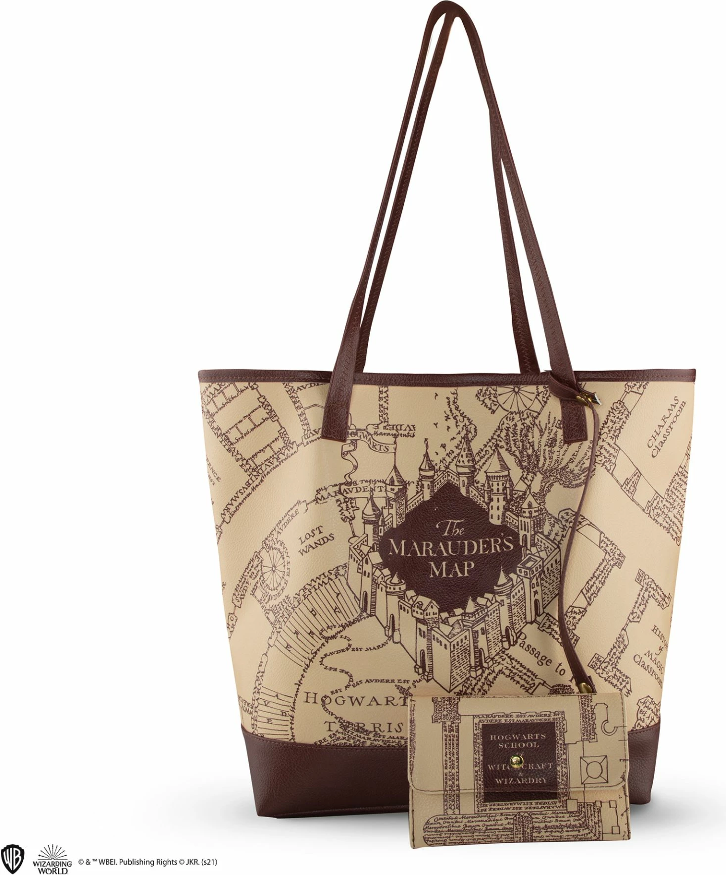 Çantë shopping Cinereplicas Marauder's Map 30×35×20 cm PVC, bezhë/kafe, me çantë të vogël