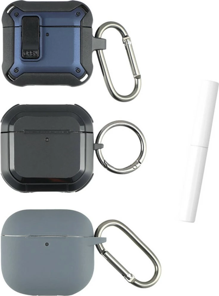 Mbështjellës AirPods 4smarts Alpha Set 3 copë, blu, gri, zi