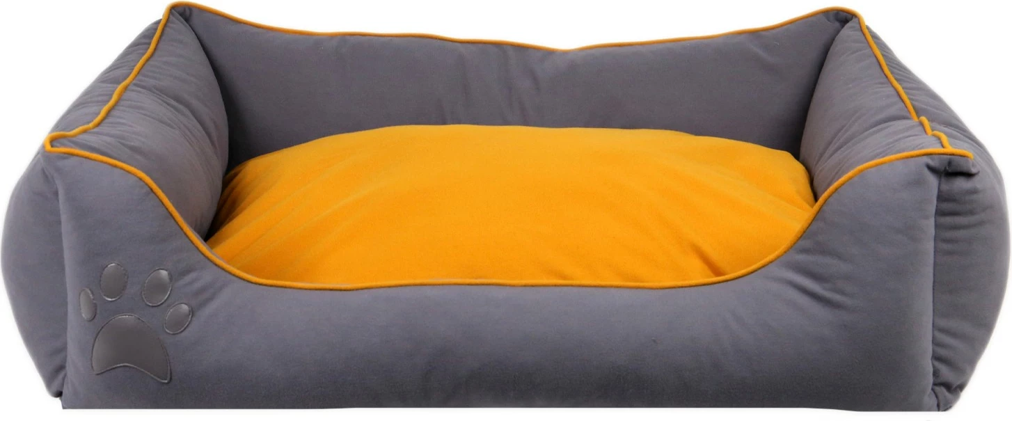 Shtrat për qen e mace, Paws & Whiskers, ngjyrë gri dhe mustard, madhësia L