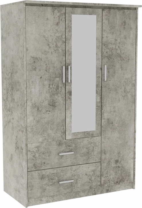 Dollap Olympus me 3 dyer dhe sirtarë+pasqyrë, ngjyrë anthracite antike, 120x57x183