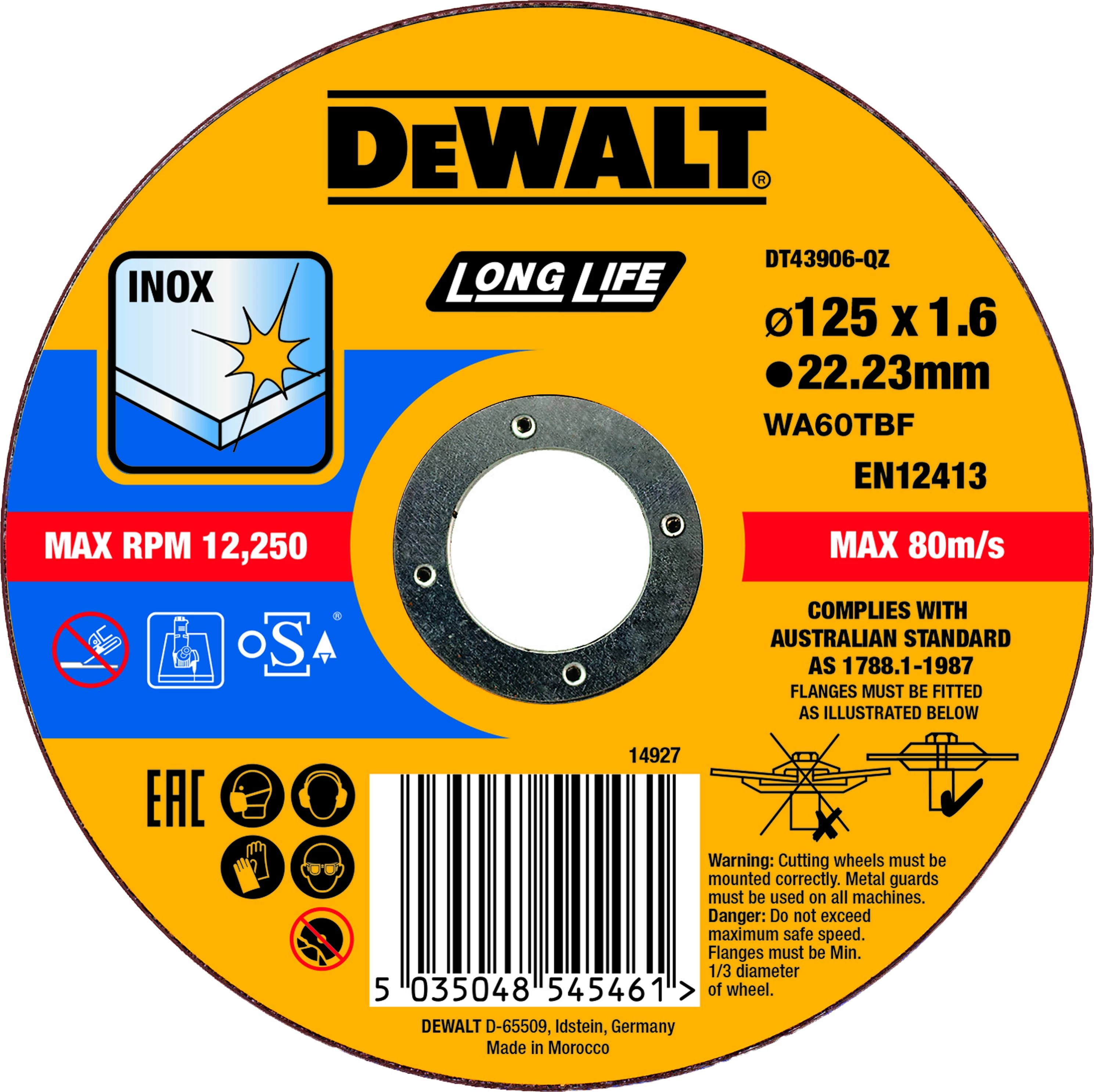 Disk prerës metali DeWalt DT43906-QZ 125x1.6mm (22.23mm)