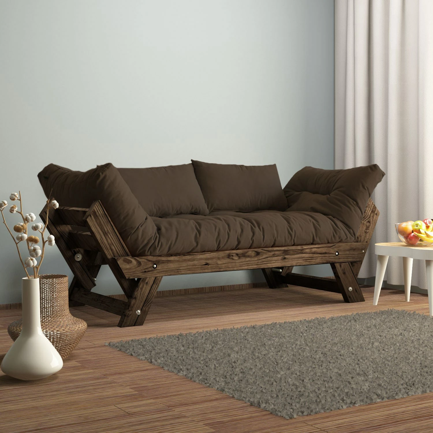 Divan kopshti dy vendësh, Skye Decor, ngjyrë arre dhe kafe, CPT8120-210