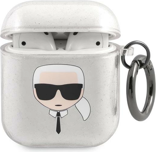Mbështjellës Karl Lagerfeld KLA2UKHGS për AirPods 1/2, Glitter, Argjendtë