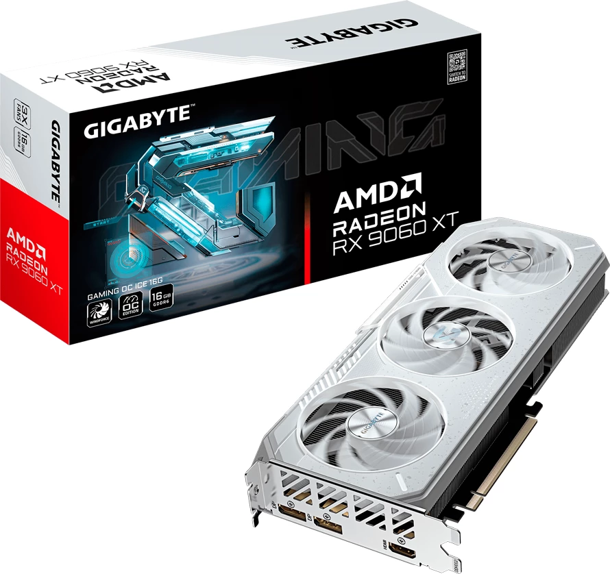 Kartelë grafike GIGABYTE AMD Radeon RX 9060 XT GAMING OC ICE 16G, 16GB GDDR6, PCIe 5.0, e bardhë
