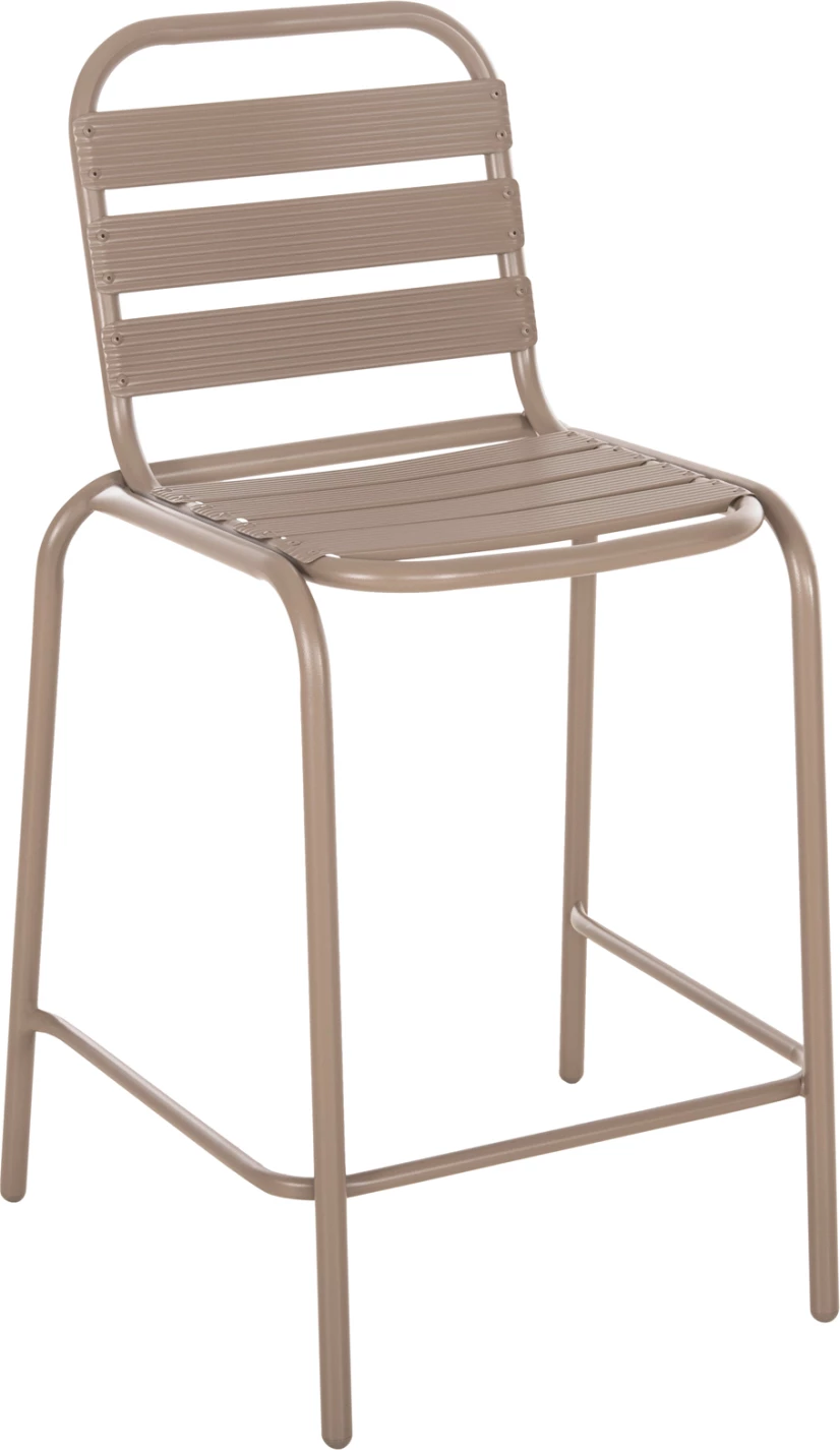 Karrige për bar, lartësi mesatare, LAURA, FH6065.04, kornizë metali dhe alumini, ngjyrë shampanjë, 58x58x100H cm